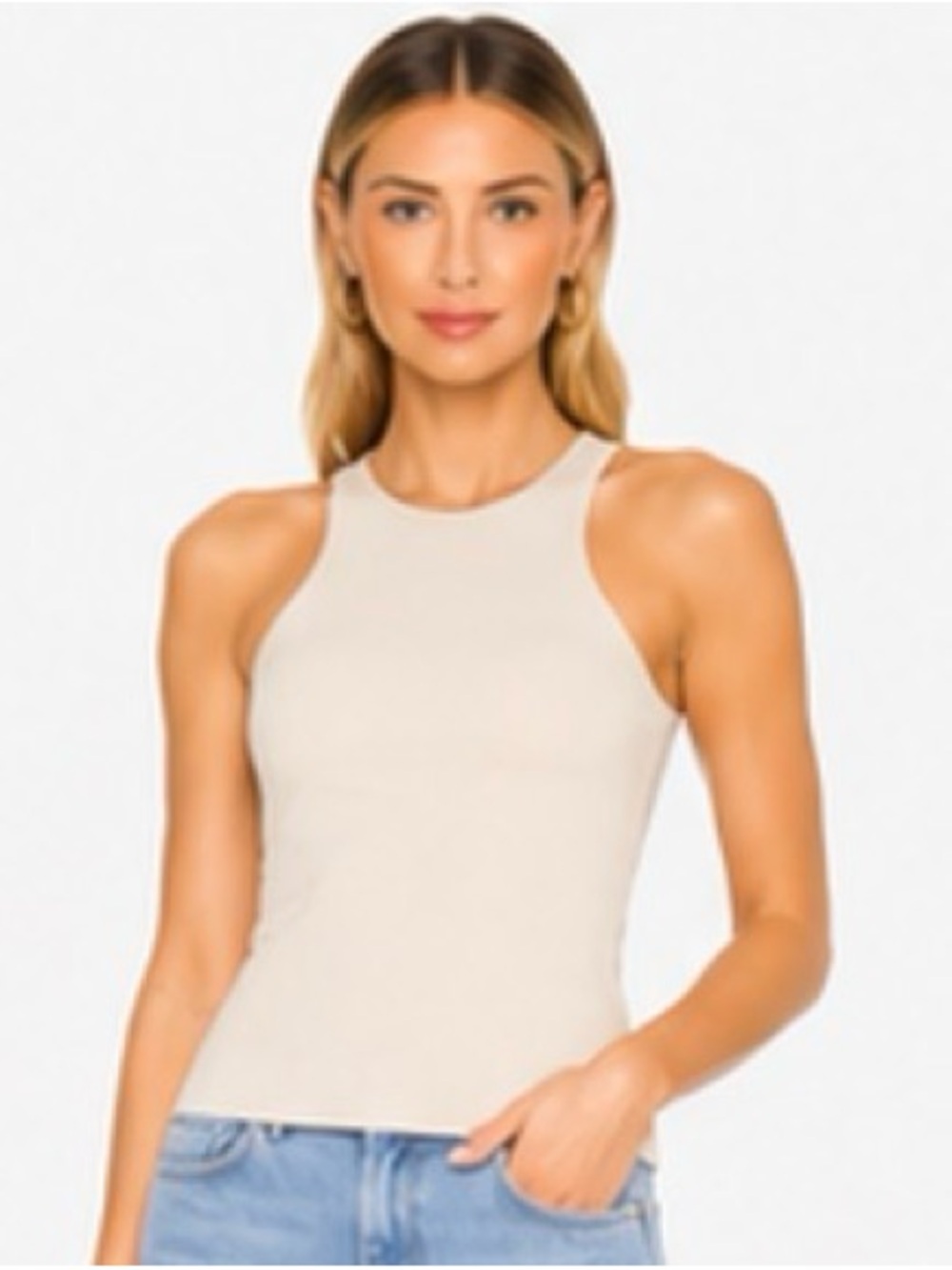 NWT Susana Monaco Racer Tank Top Blanched Almond  Size XS